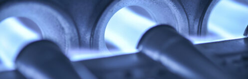 close-up of a furnace pilot light