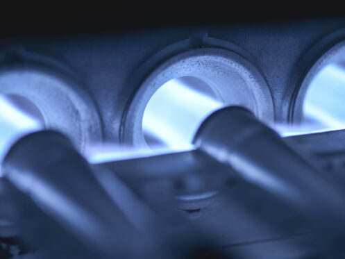 close-up of a furnace pilot light